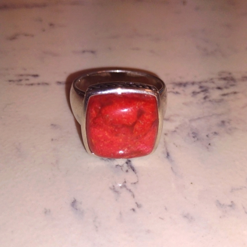 Sterling Silver Semi Precious Stone Ring size 8 and Matching Earrings Set